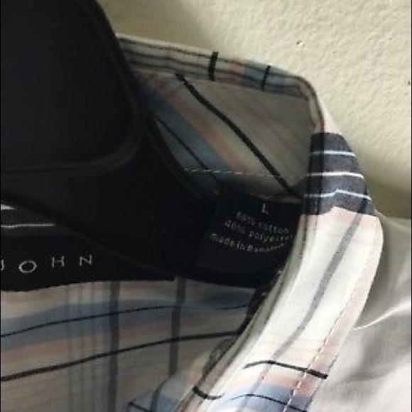 Sean John White Plaid Striped Button Short Sleeved - Picture 4 of 4